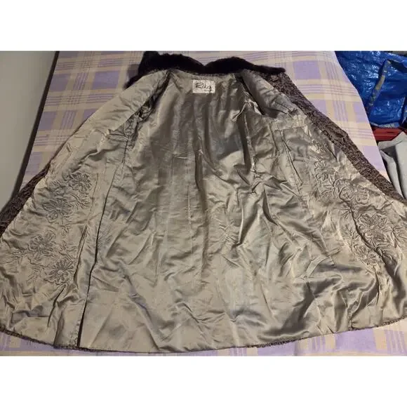 Vintage 40s 50s Rikes Dayton Persian Lamb Fur Mink Fur Collar Coat Penny Lane - Picture 3 of 16